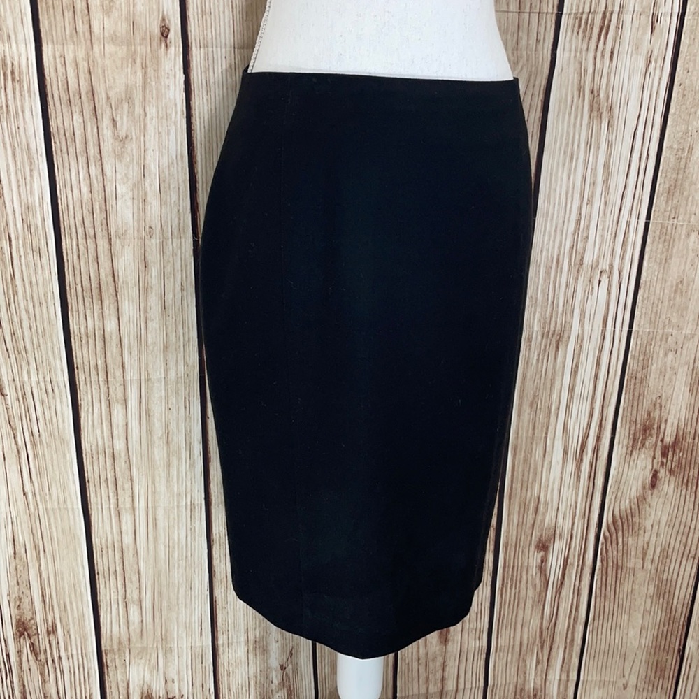 Talbots Black Pencil Skirt w/Pleated Hem Accent S4